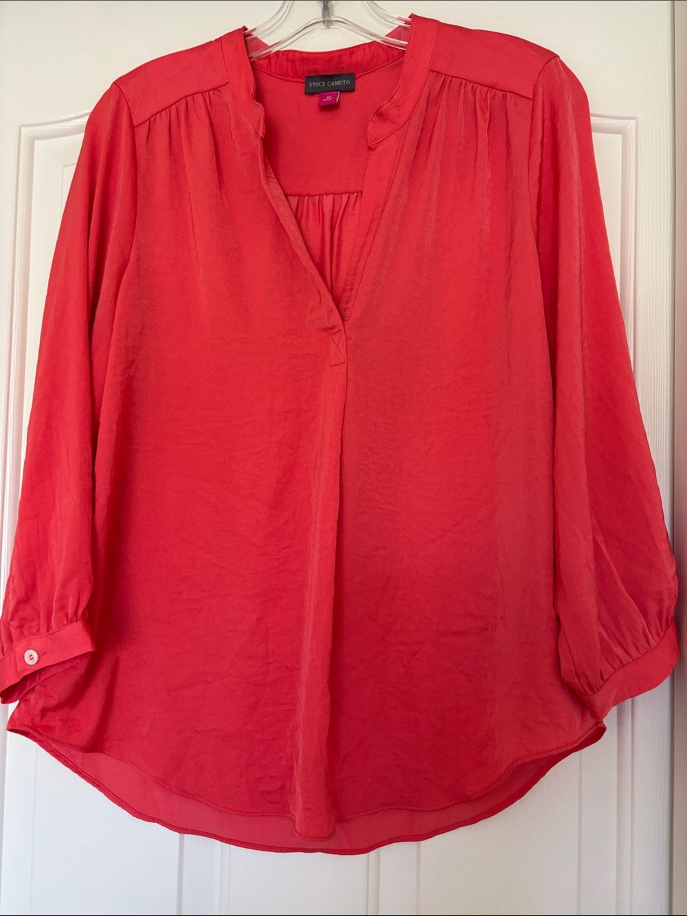 Vince Camuto Coral V-Neck Long Sleeve Blouse